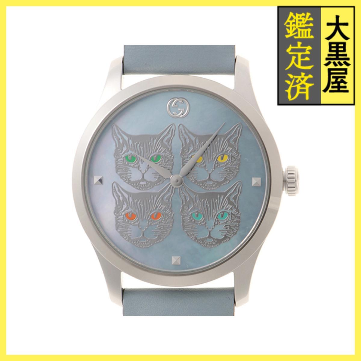 Gucci グッチ Gタイムレス 126.4 YA1264124 SS/レザー クォーツ ブルーシェル 女性用/Ladies watches拍卖