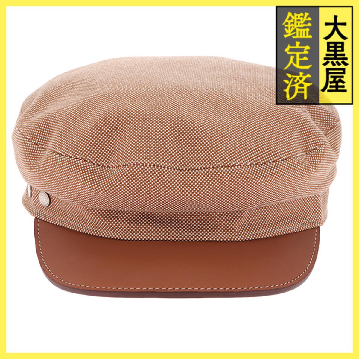 HERMES エルメス 帽子 ヴォーバン・キャップ トワルアッシュ コットン ブラウン拍卖