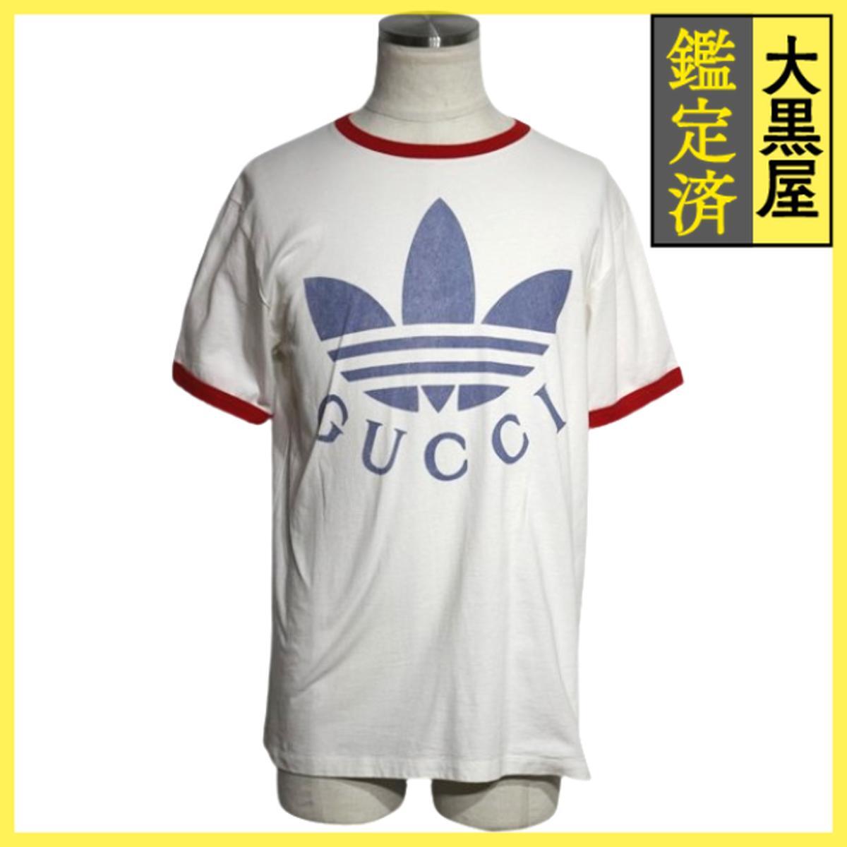 GUCCI グッチ 衣類 トレフォイルロゴ半袖Tシャツ メンズS ホワイト/ブルー/レッド コットン 702612 ( 2148103863615)拍卖