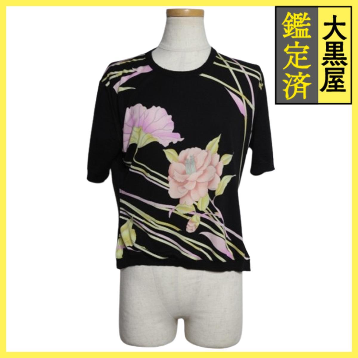 LEONARD レオナール 衣類 半袖ニット レディース42 ブラック/ピンク シルク (2148103863653)拍卖