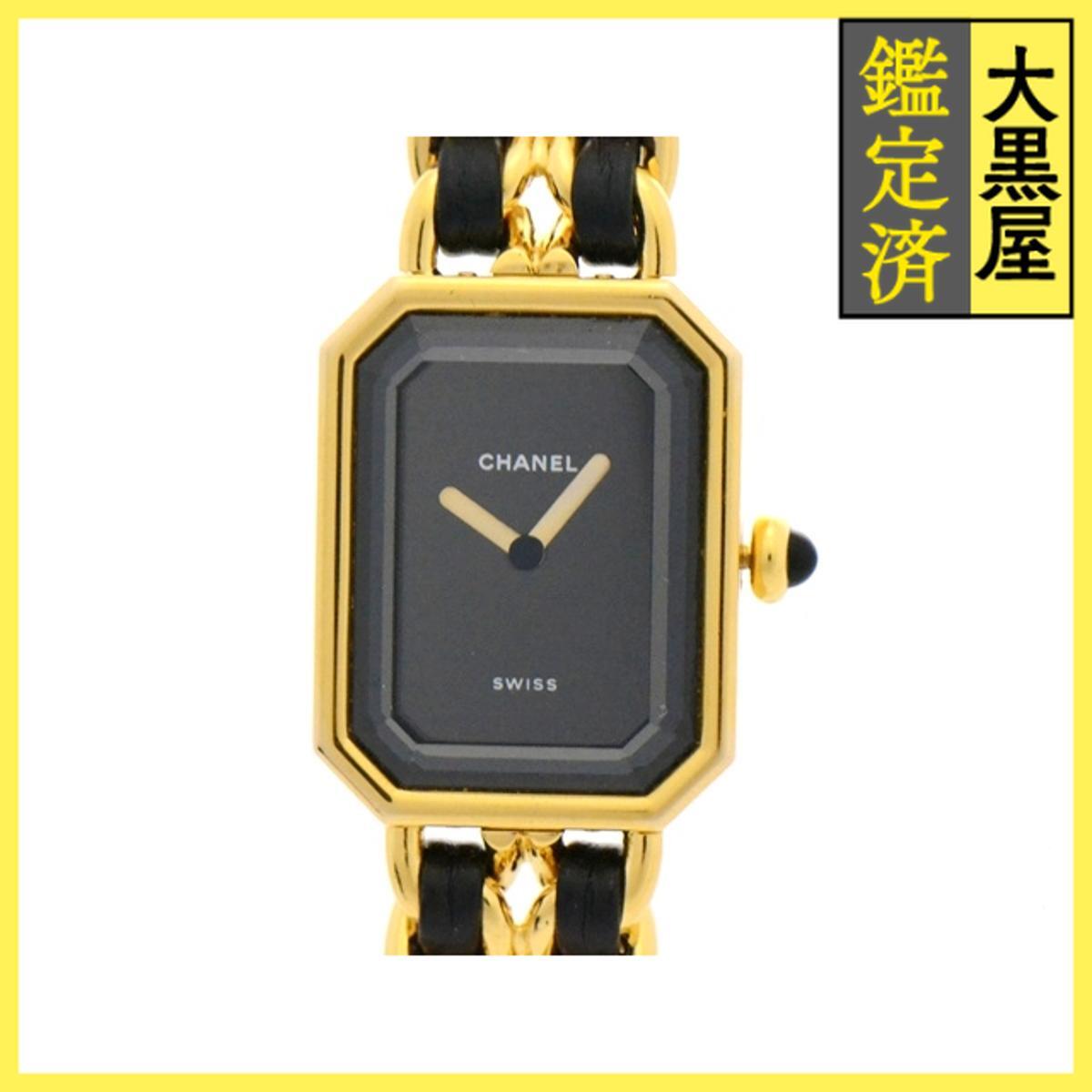 Chanel シャネル プルミエールL H0001 GP/レザー クォーツ ブラック 女性用/Ladies watches拍卖