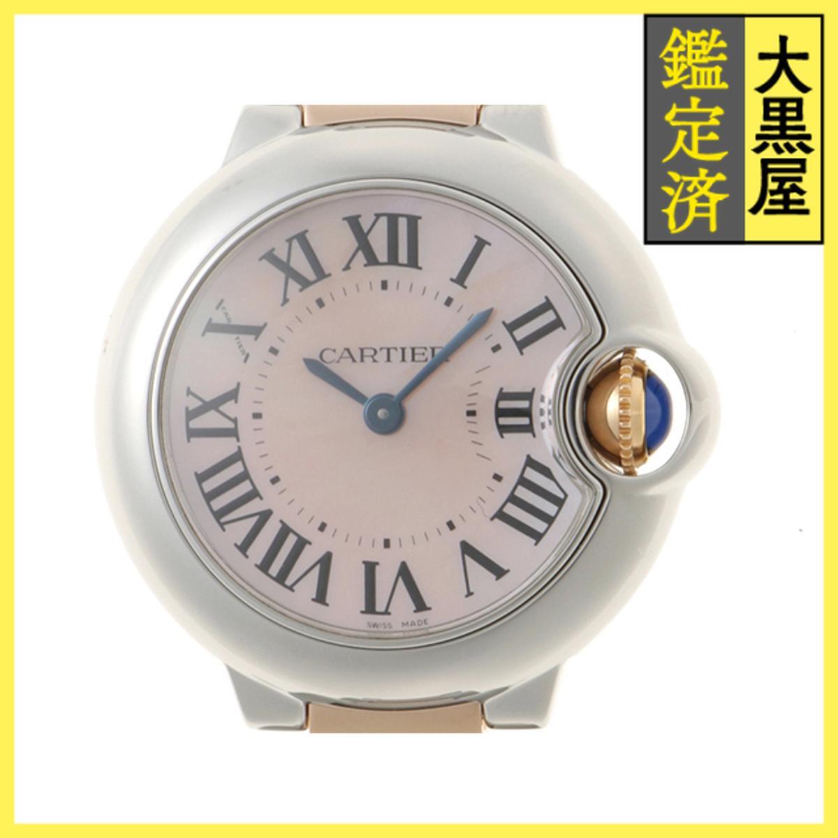 Cartier カルティエ バロンブルー 28mm W6920034 K18PG/SS クォーツ ピンクシェル 女性用/Ladies watches拍卖