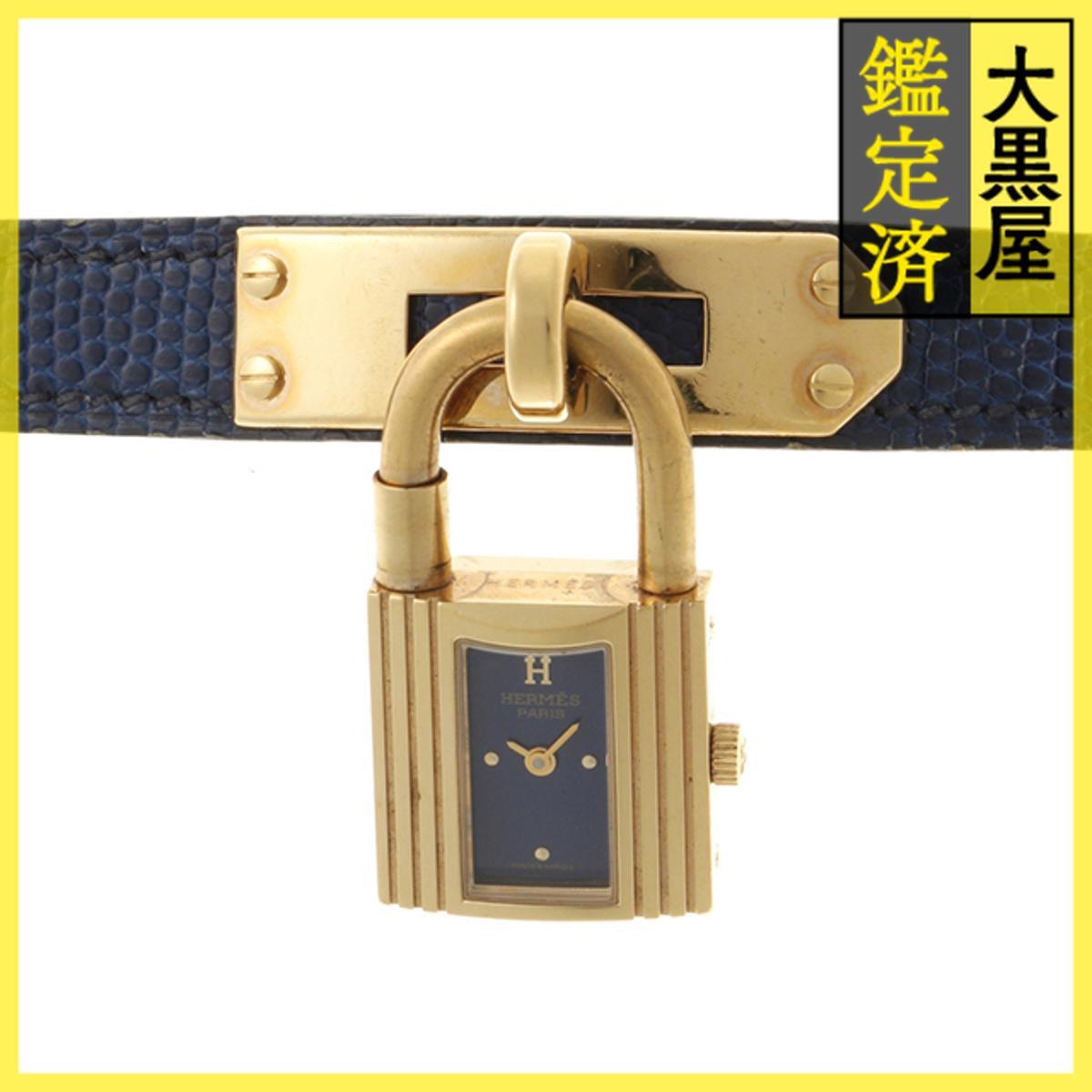 Hermes エルメス ケリーウォッチ KE1.201 GP/革 クォーツ ブルー 女性用/Ladies watches拍卖