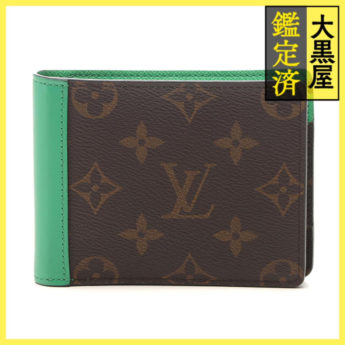 LOUIS VUITTON ルイヴィトン ポルトフォイユ・ミュルティプル モノグラム・マカサー グリーン 二つ折り財布 M81537拍卖