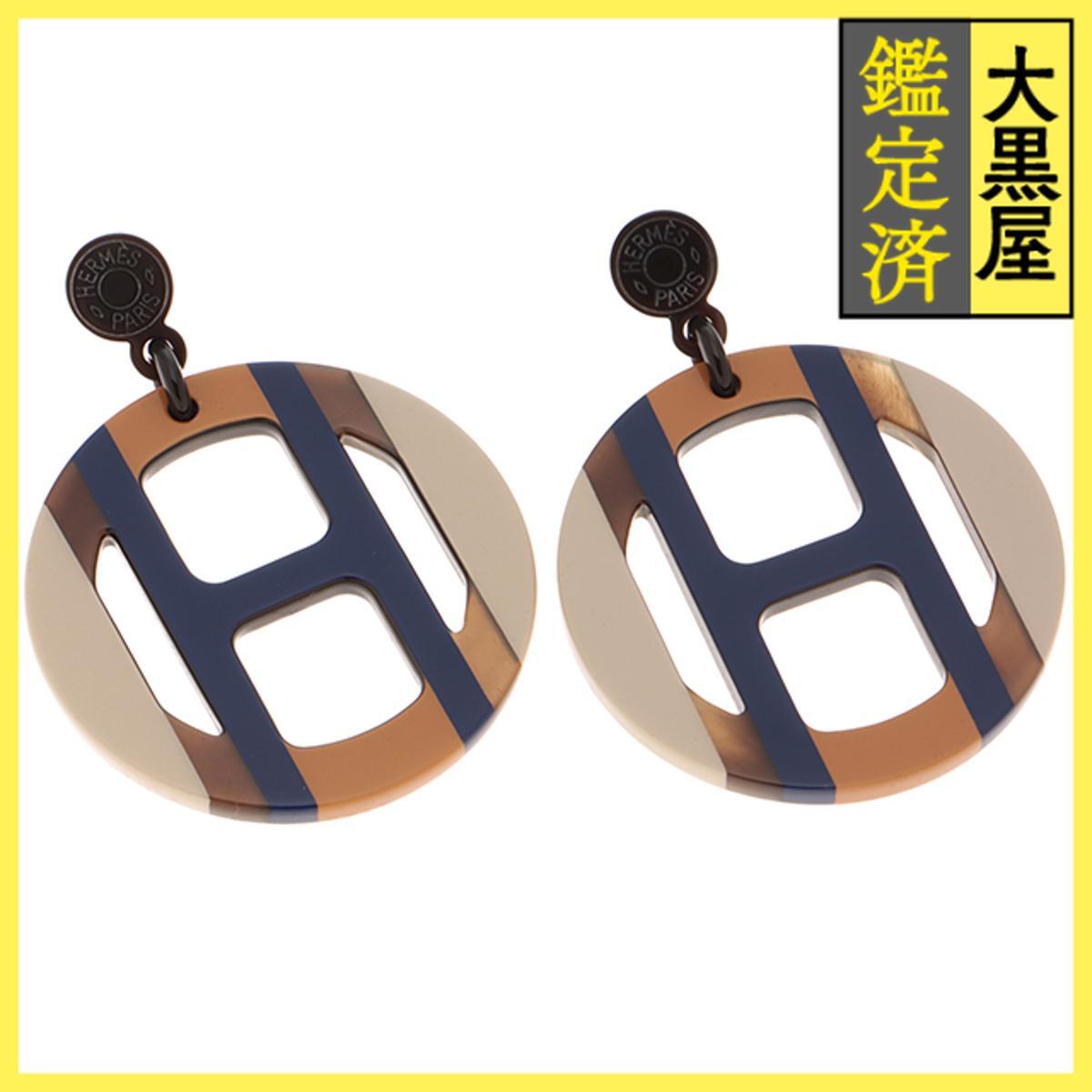 HERMES エルメス Hエキップピアス オルフェーブル バッファローホーン ラッカー 2147100566987拍卖