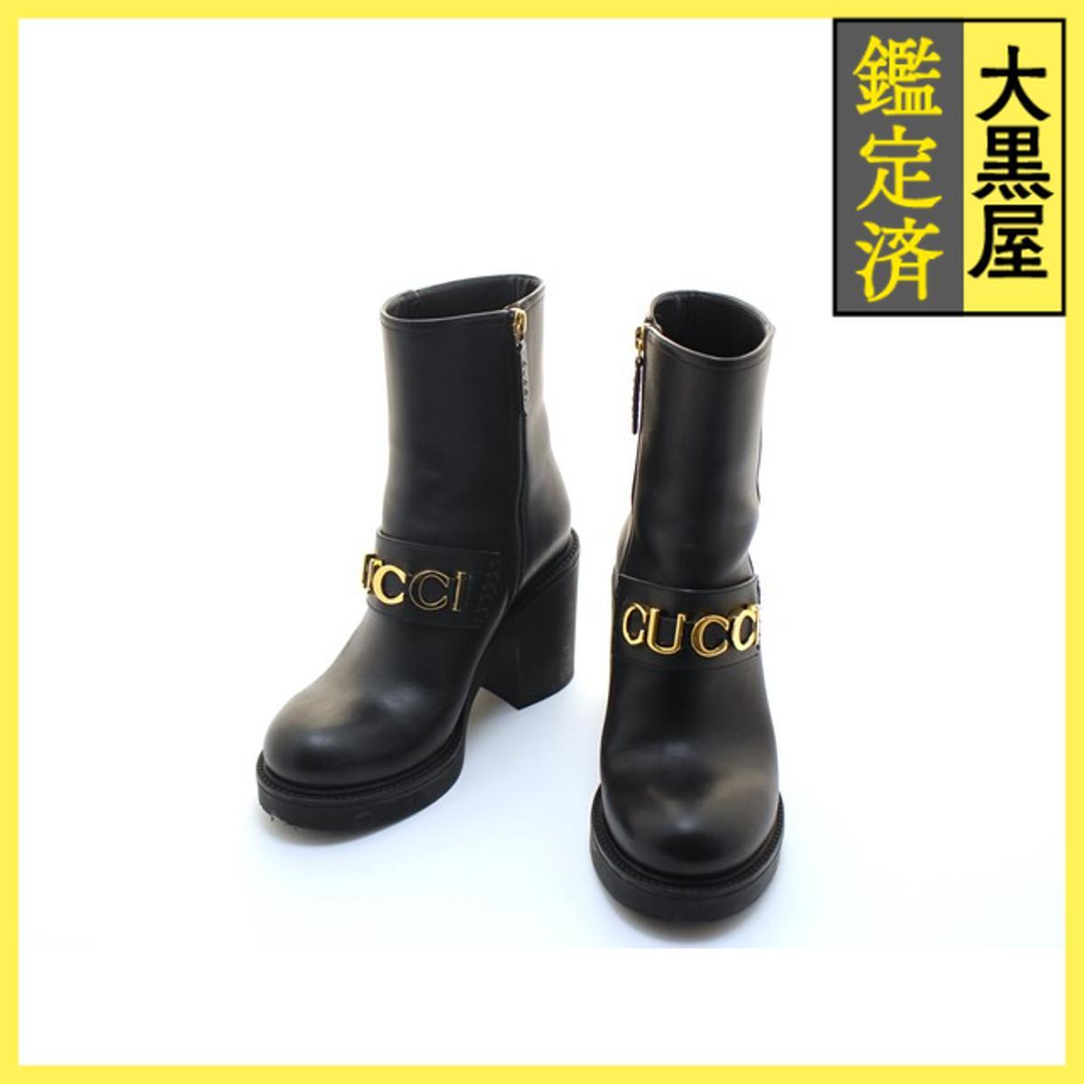 GUCCI グッチ 靴 ショートブーツ レディース36ハーフ(約23.5cm) ブラック 革 750538 (2143100528765)拍卖