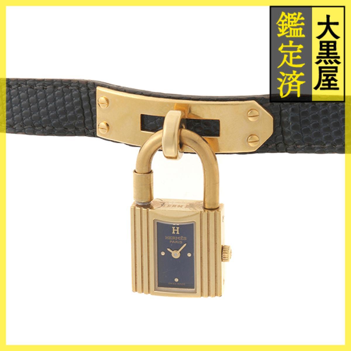 Hermes エルメス ケリーウォッチ KE1.201 GP/リザード ブルー 女性用/Ladies watches拍卖