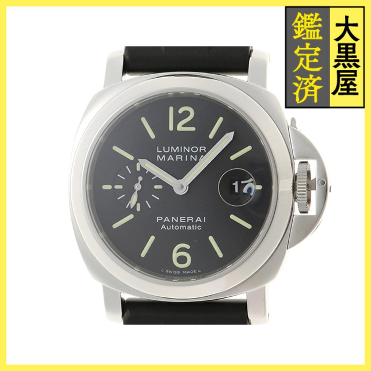 Officine Panerai パネライ ルミノール マリーナ PAM00104/OP6763 SS/カワ 自動 ブラック 男性用/Men's拍卖