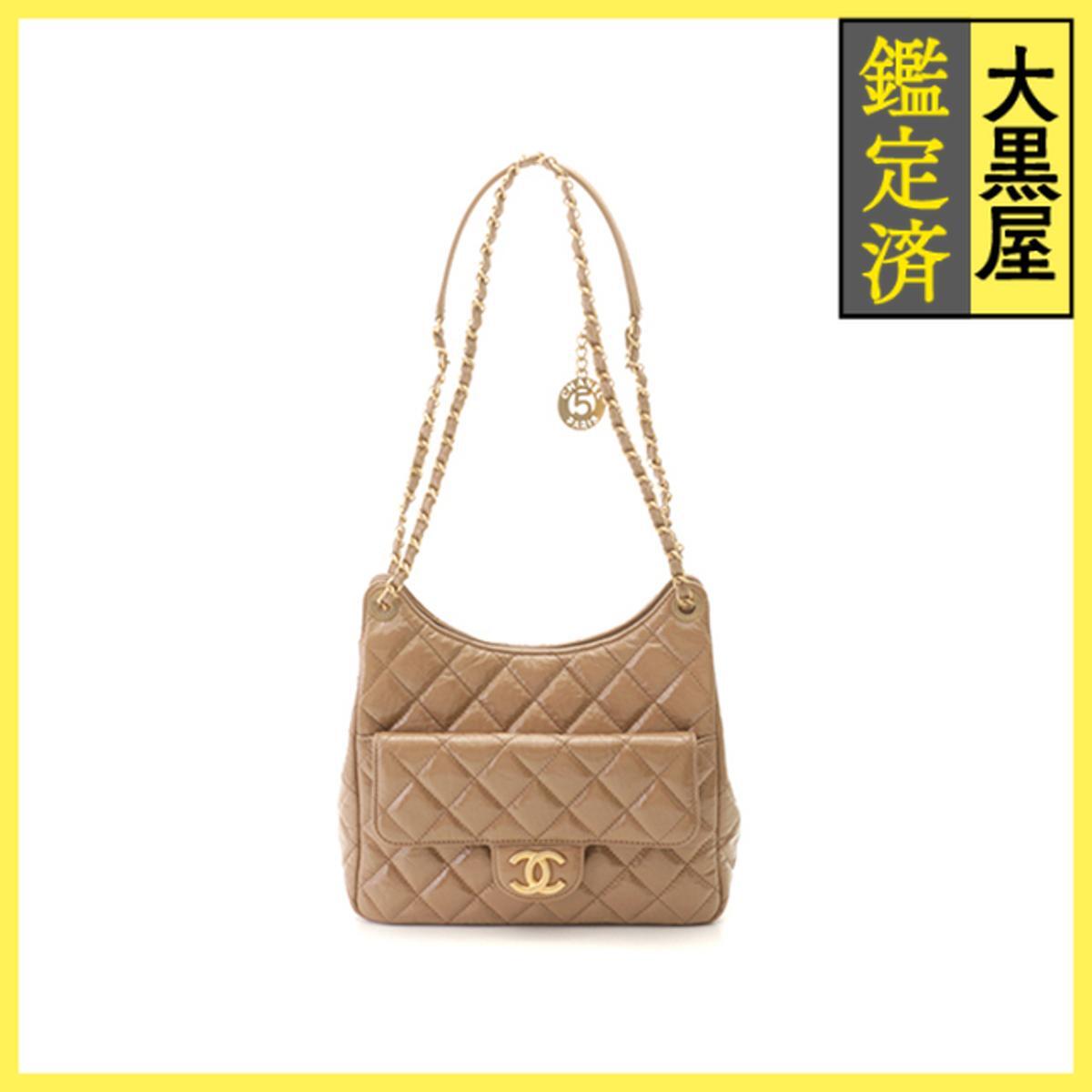 CHANEL シャネル ホーボーバッグ ベージュスラッシュGP シャイニークランプルカーフスキン AS4322拍卖