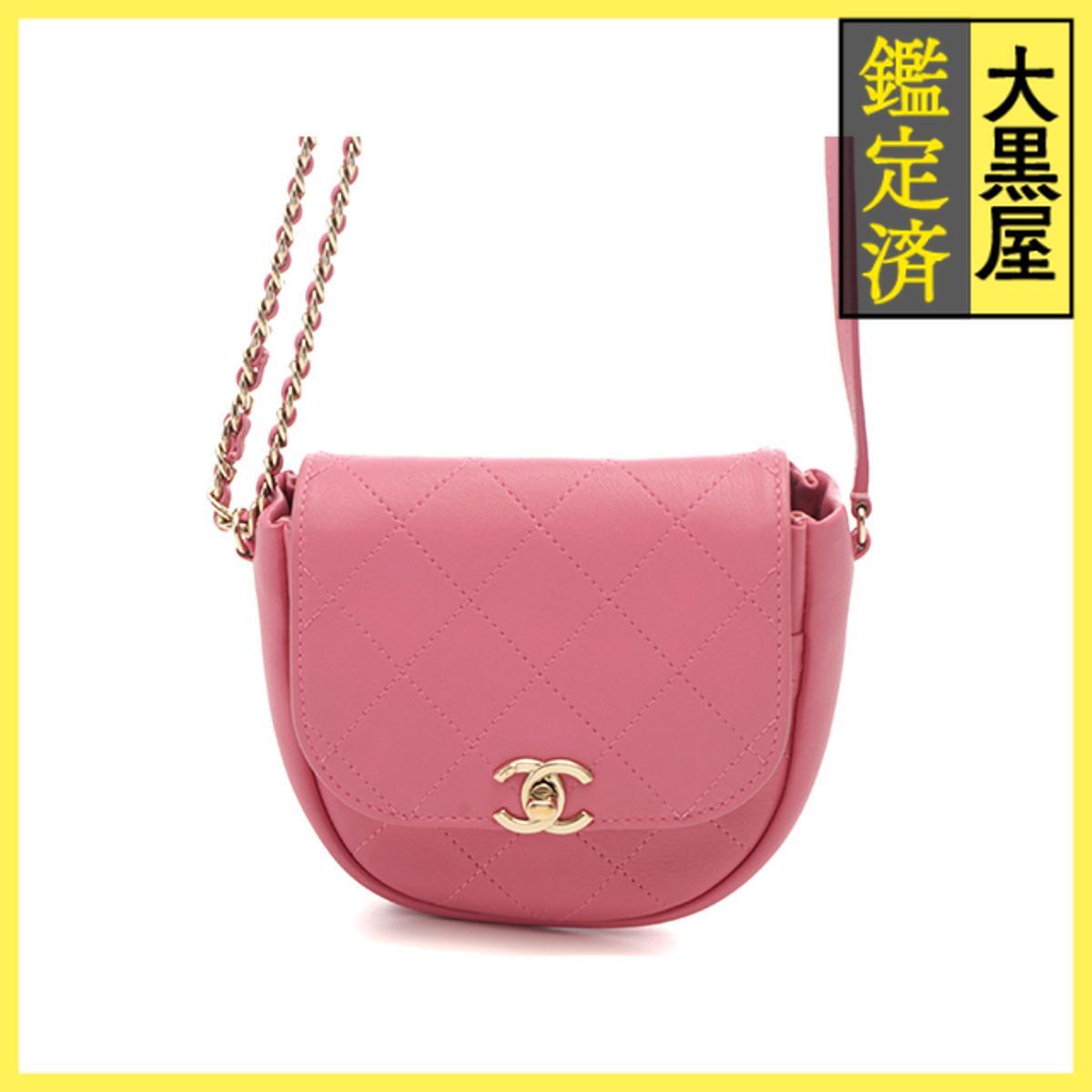CHANEL シャネル マトラッセ ミニチェーンショルダーバッグ ピンク/GP カーフ拍卖