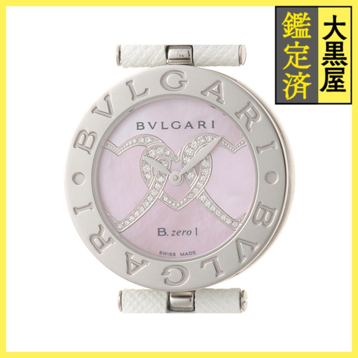 BVLGARI ブルガリ B-zero1 BZ30S SS/レザー クォーツ ピンクシェル/Dハート 女性用/Ladies watches拍卖