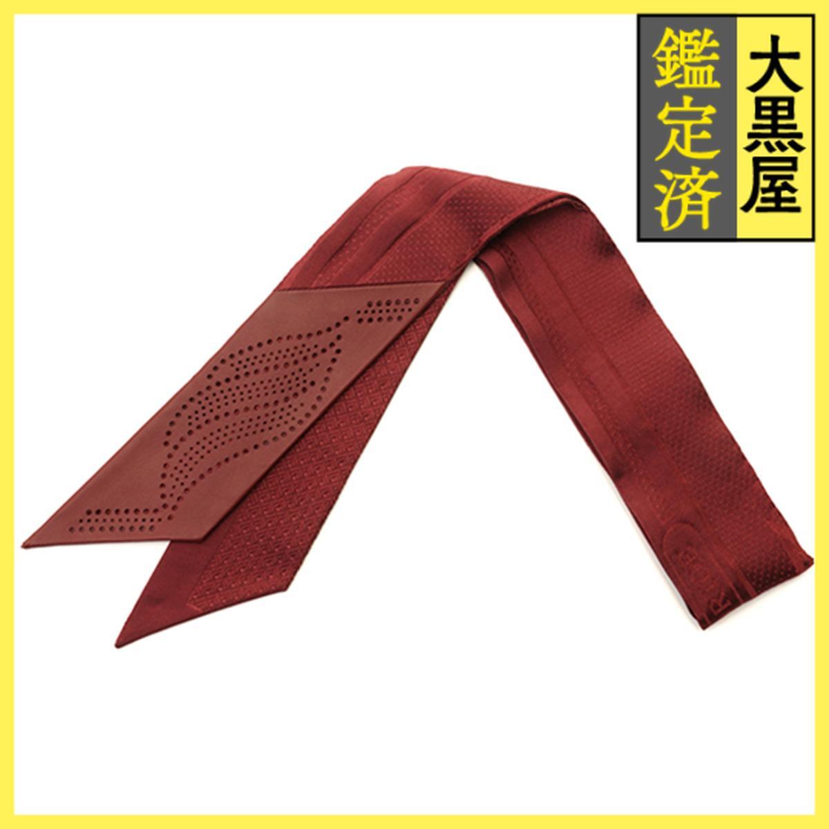 HERMES エルメス ツイリー カドリージュポイント ボルドー カーフ/シルク拍卖