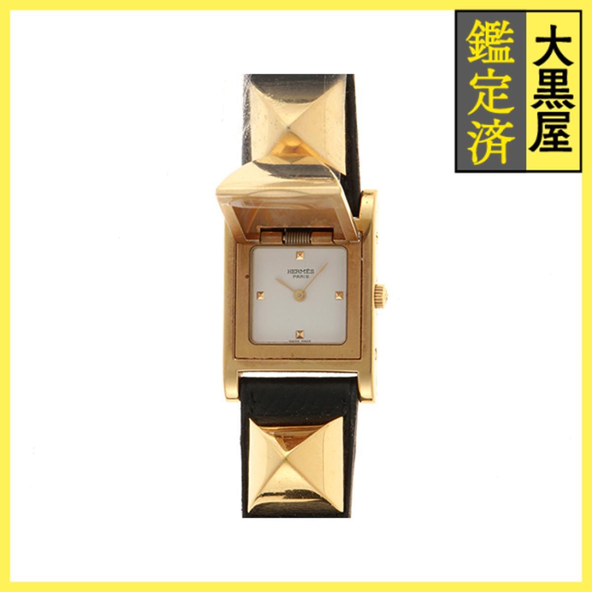 Hermes エルメス メドール ME1.210 GP/カワ クォーツ ホワイト 女性用/Ladies watches拍卖