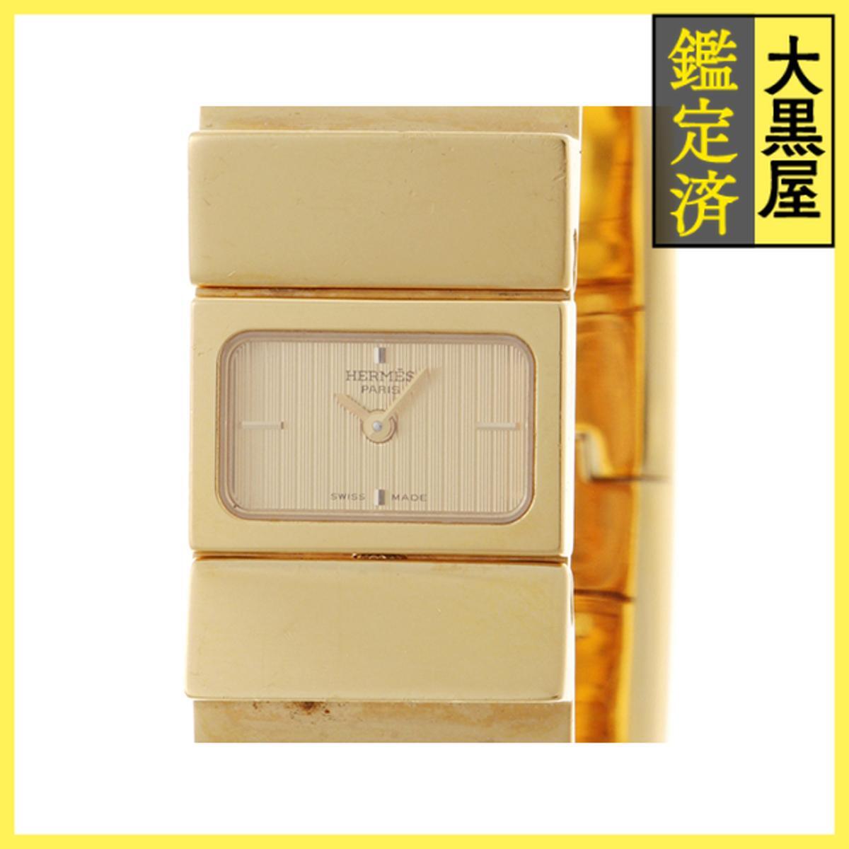 Hermes エルメス ロケ L01.201 GP/七宝 クォーツ シャンパンゴールド 女性用/Ladies watches拍卖