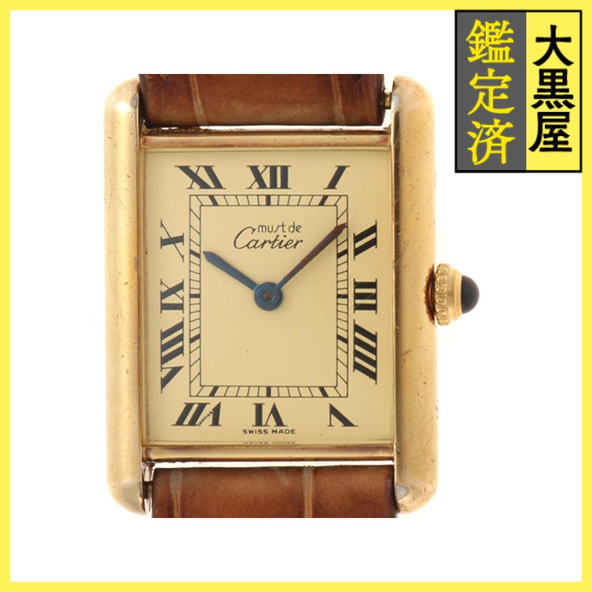 Cartier カルティエ マストタンクLM W1002754 GP/SV925/カワ クォーツ ベージュ 男性用/Men's watches拍卖