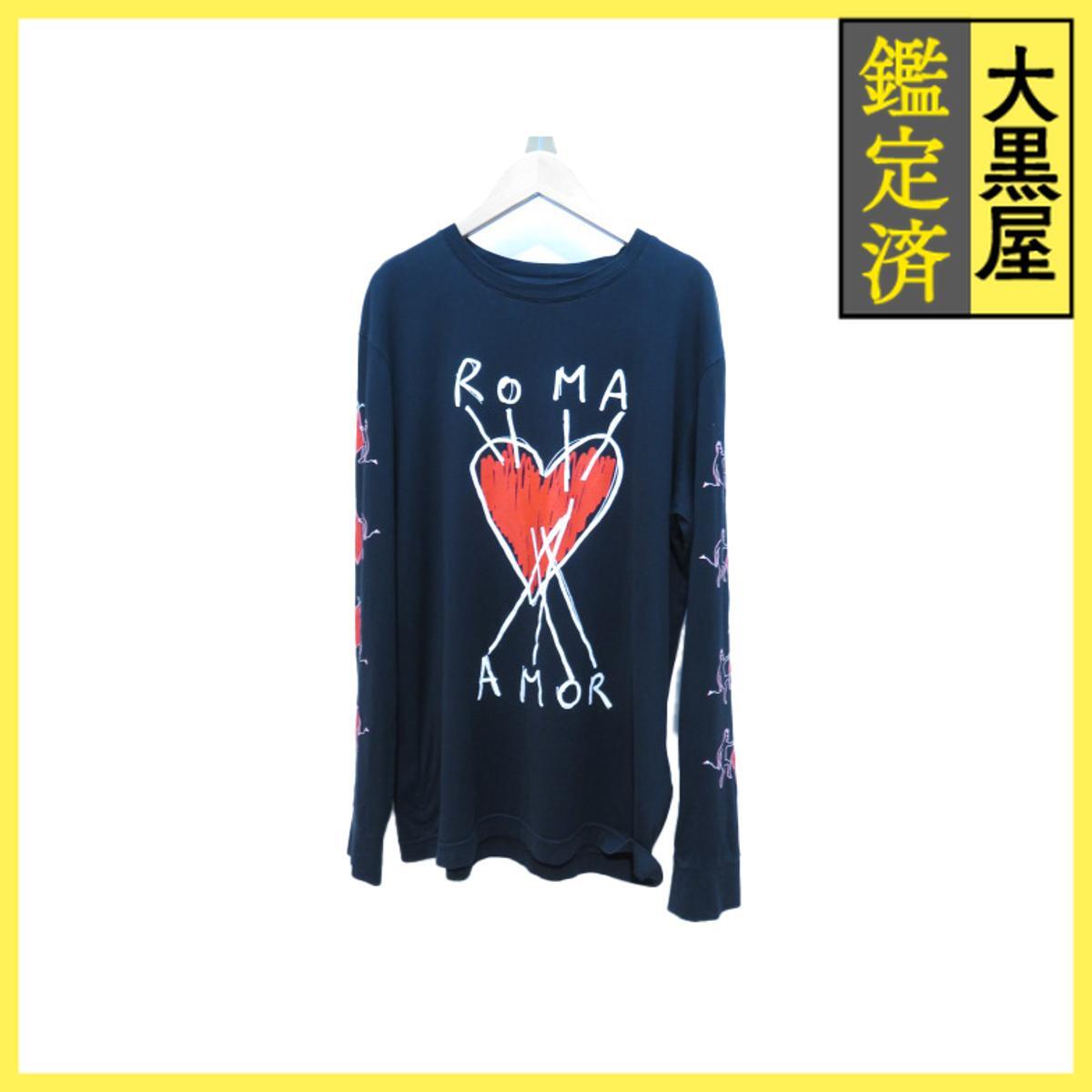 FENDI フェンディ ハートプリントロングスリーブTシャツ メンズXS ブラック コットン FY0971 A6ZN 2148103854026拍卖