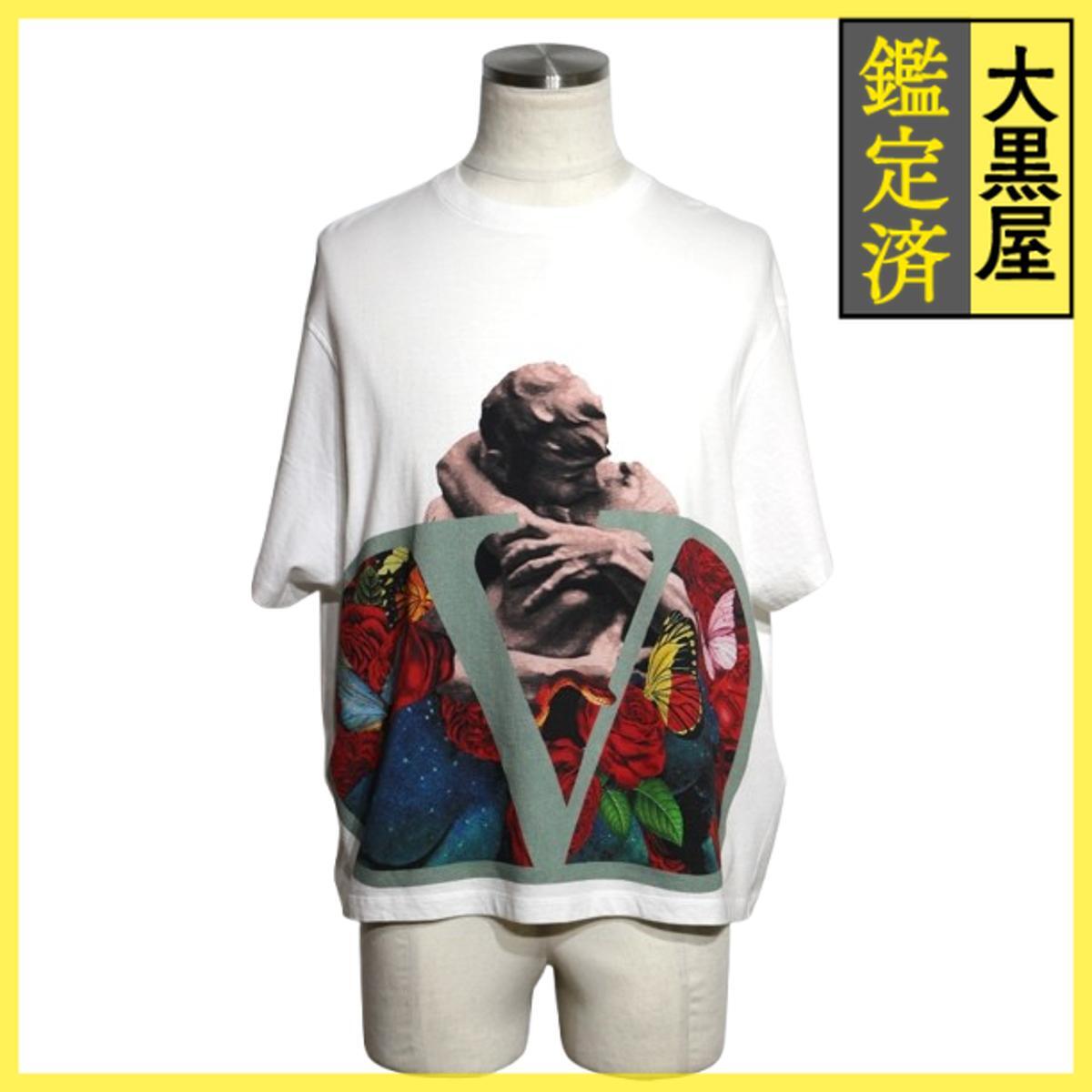 VALENTINO バレンチノ LoverプリントTシャツ メンズXS オーバーサイズ ホワイト/マルチカラー コットン SB0MG03E4WJ拍卖
