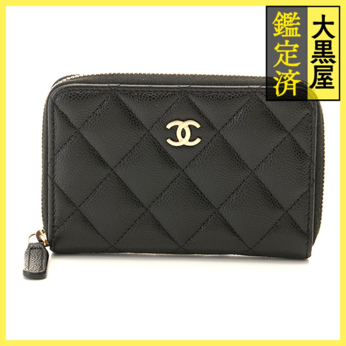 CHANEL シャネル マトラッセ ジップコインパース ブラック/GP キャビア AP3686拍卖