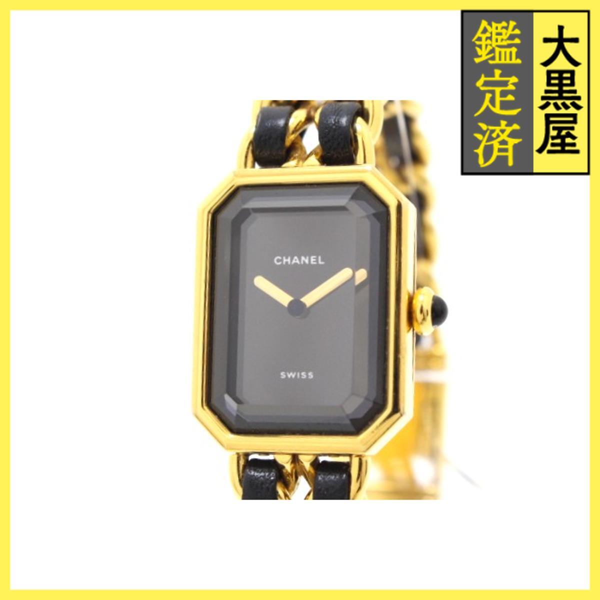 Chanel シャネル プルミエールM H0001 GP/レザー クォーツ ブラック 女性用/Ladies watches拍卖