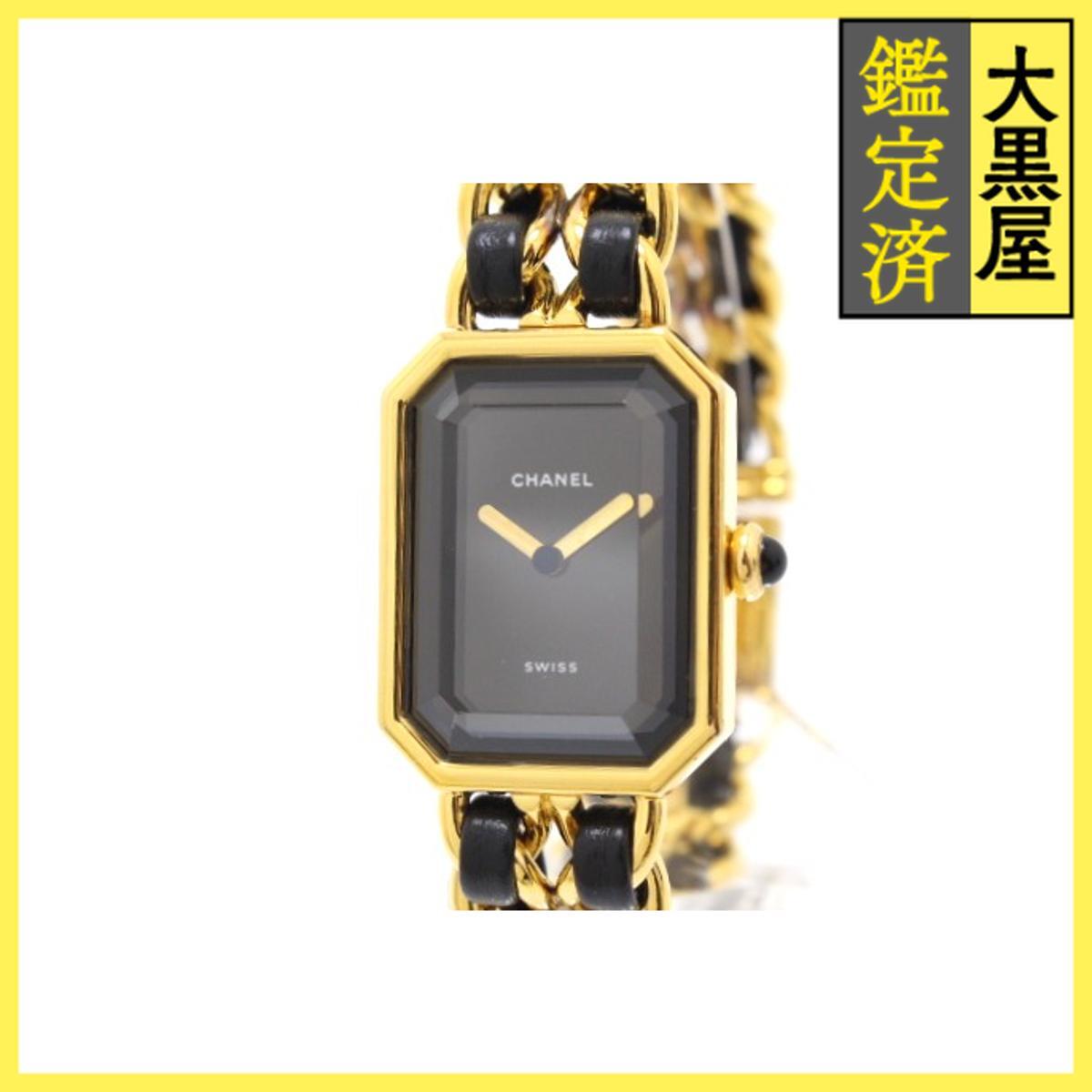 Chanel シャネル プルミエールS H0001 GP/レザー クォーツ ブラック 女性用/Ladies watches拍卖
