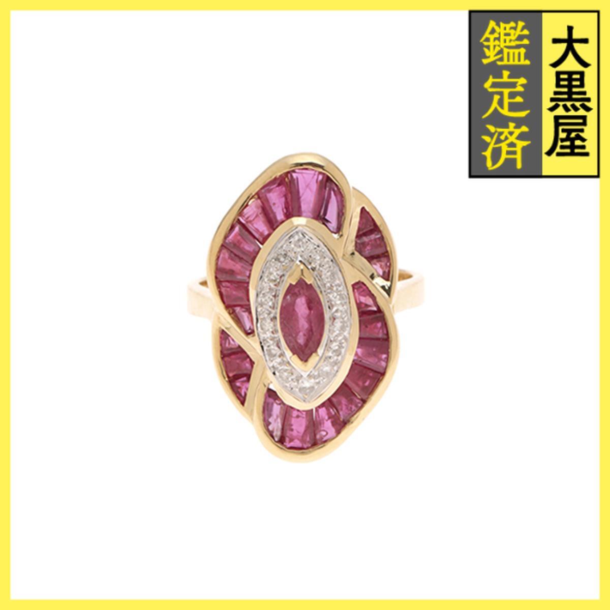 JEWELRY ジュエリー リング K18 ゴールド サイズ#9 ルビー0.47/ダイヤモンド0.12 重さ7.5g拍卖