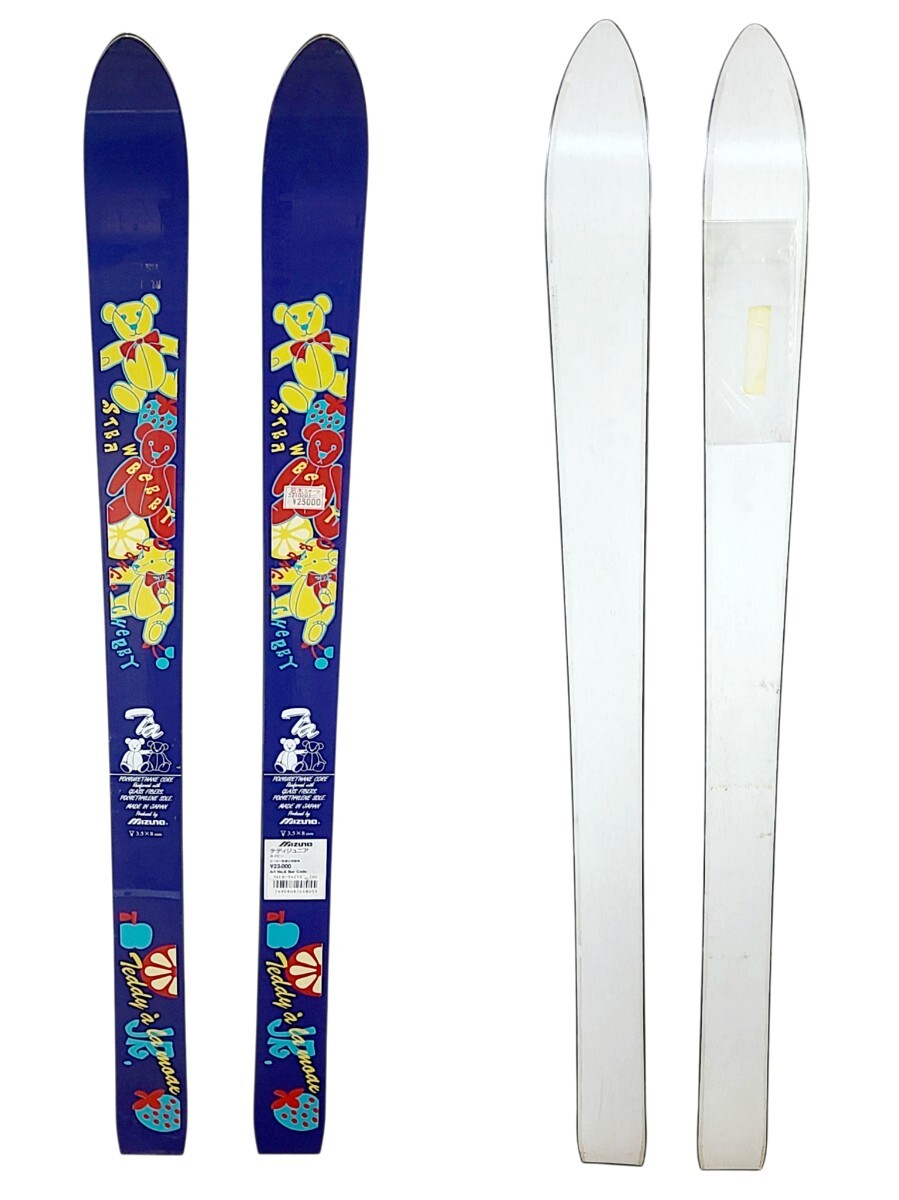 Ye2290LL ◎未使用品 Mizuno Teddy a la mode JR. 100cm ミズノ テディベア テディアラモード スキー板 ジュニア 子供 ネイビー キッズ拍卖