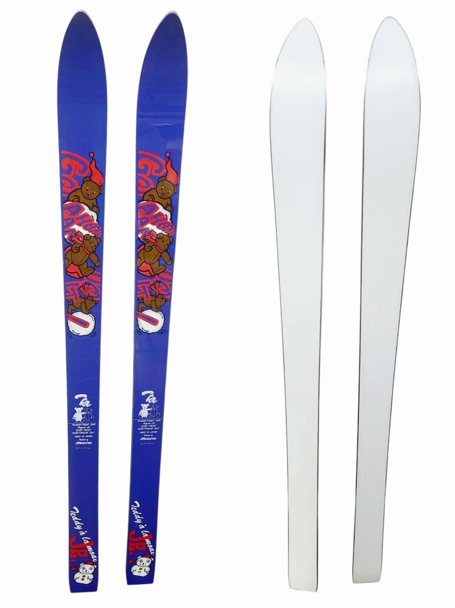 Ye2299LL◎未使用品 Mizuno Teddy a la mode JR. 110cm ミズノ テディベア テディアラモード スキー板 ジュニア 子供 ネイビー キッズ拍卖