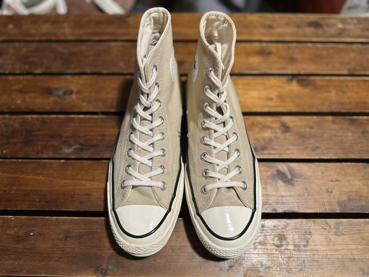コンバース chuck Taylor チャックテイラー ct70 オールスター CONVERSE 三ツ星 ハイカット HI 旧パッチ 旧タグ 27.5 ベージュ拍卖