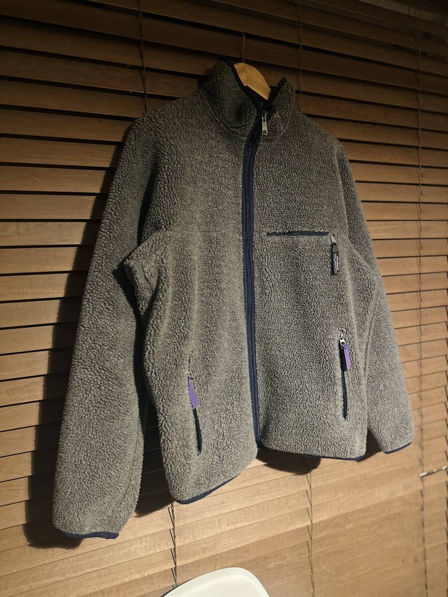 パタゴニア ベビーレトロカーディガン フリースジャケット patagonia ビンテージ アメリカ製 USA製 90's グレー L拍卖