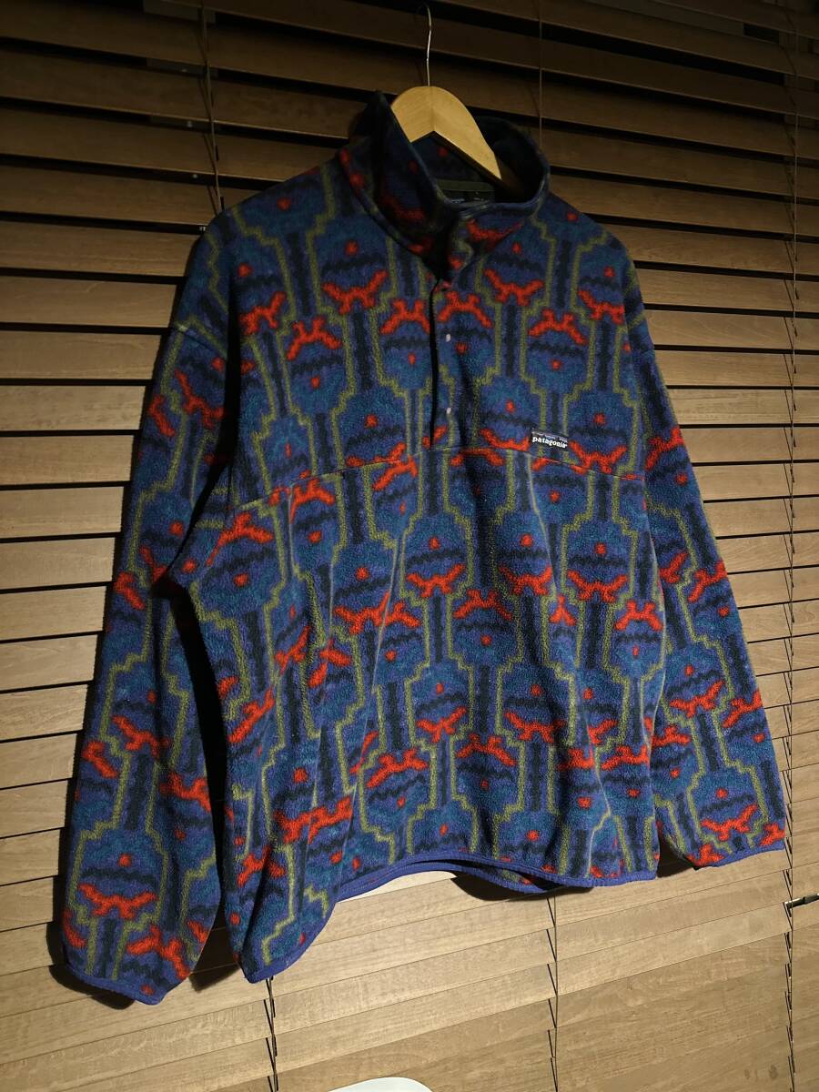 パタゴニア patagonia フリース スナップT シンチラスナップ プルオーバー ボア パイル 総柄 テウェルチェ 幾何学 雪無し L拍卖