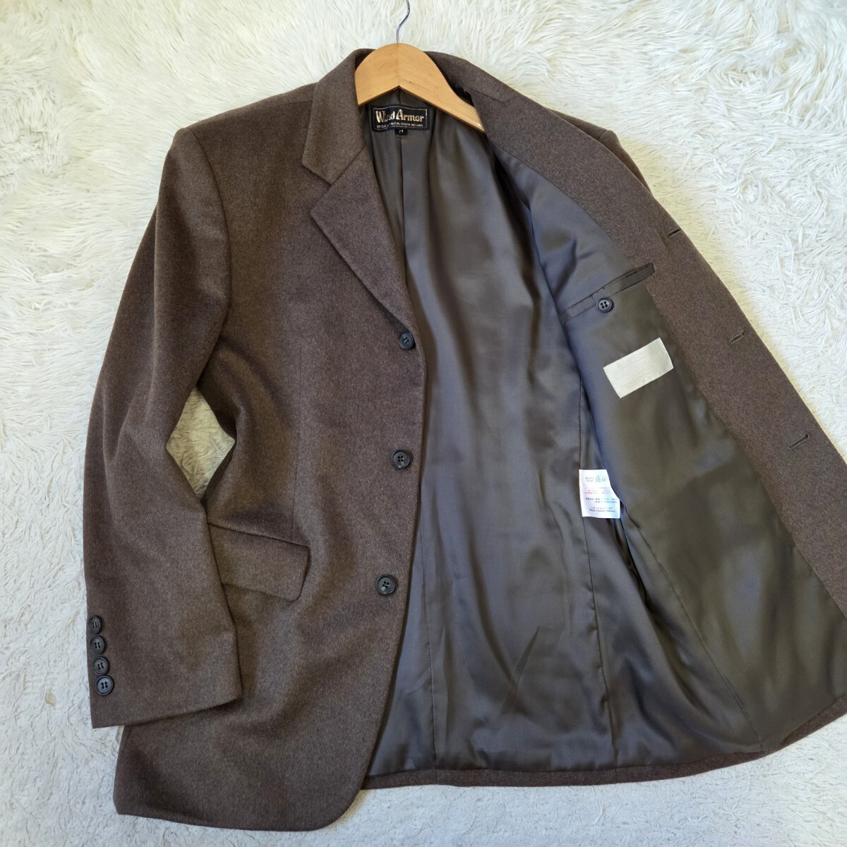 美品 ウインドアーマー【ピュア カシミヤ 100% ダークブラウン 希少サイズ L 相当】WIND ARMOR テーラードジャケット ブレザー拍卖