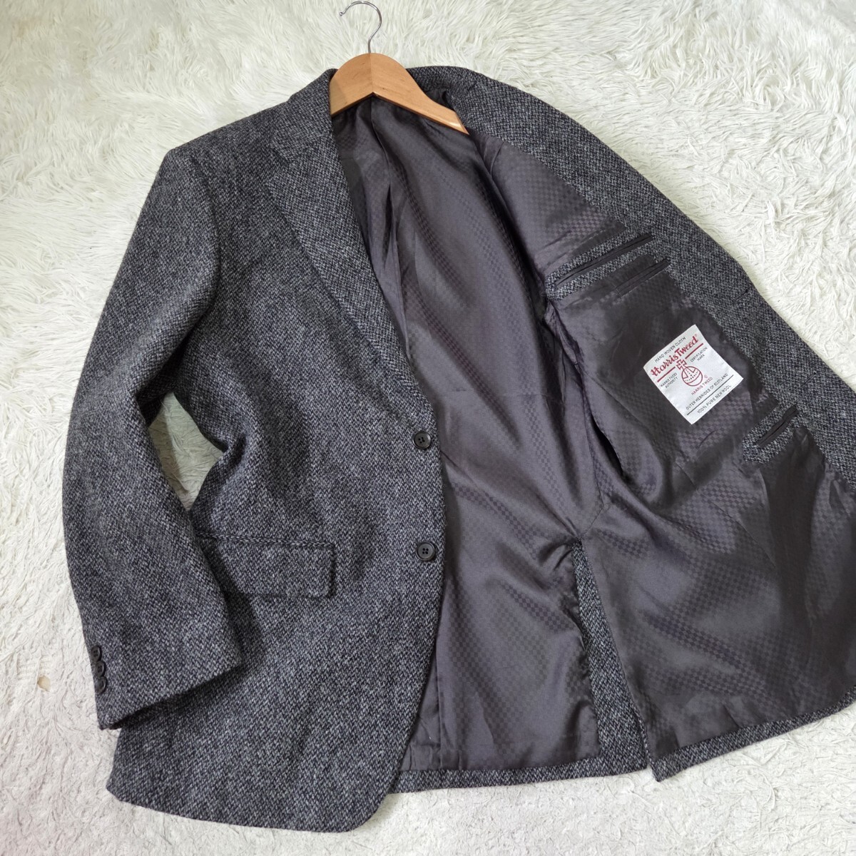 美品 オックスフォード クラシック【HarrisTweed 希少サイズ AB6 L】OXFORD CLASSIC ハリスツイード テーラードジャケット メランジ拍卖