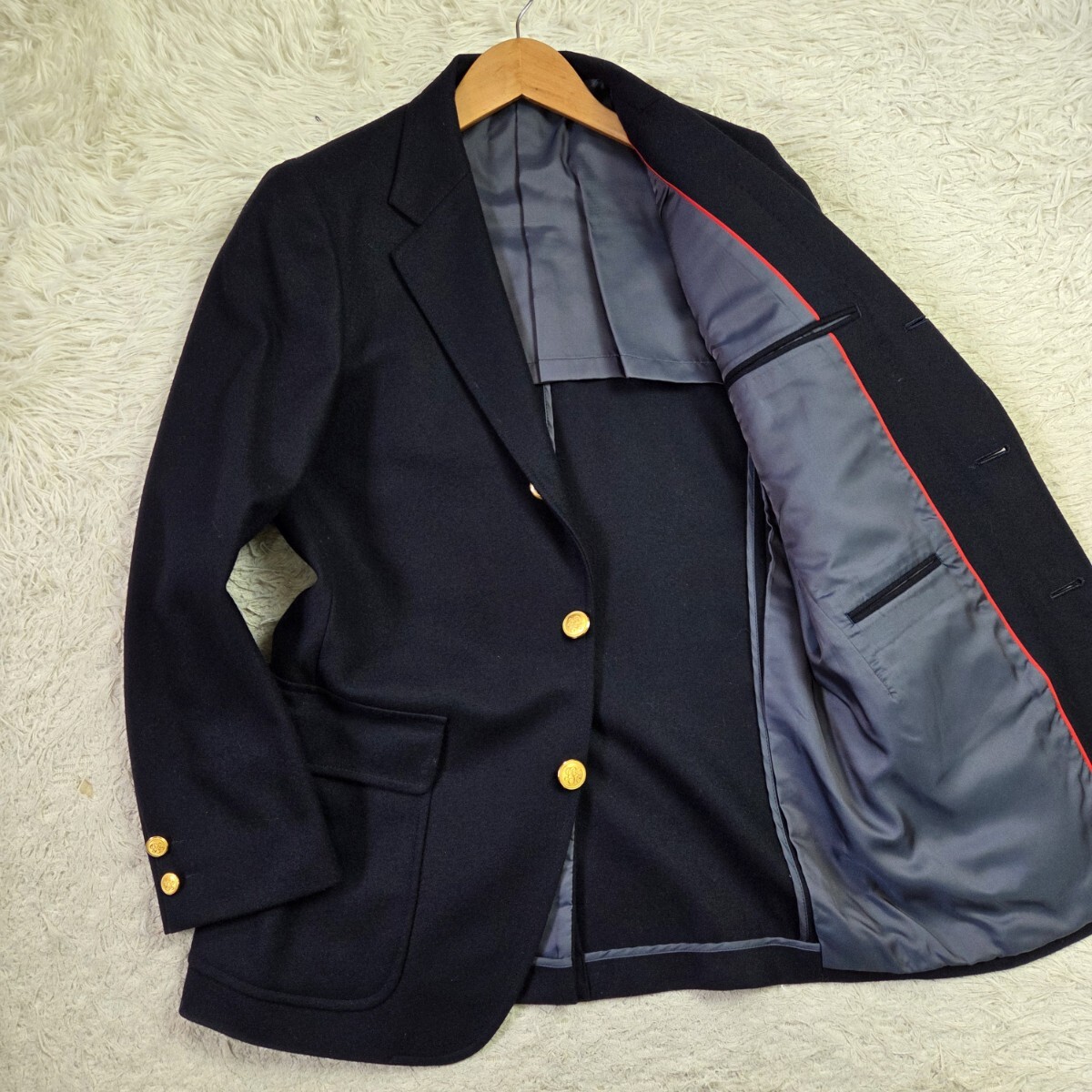 極美品 ジェイプレス【王道を極める 紺ブレ 金ボタン 濃紺 サイズ175 L 相当】J.PRESS テーラードジャケット ブレザー ダークネイビー拍卖