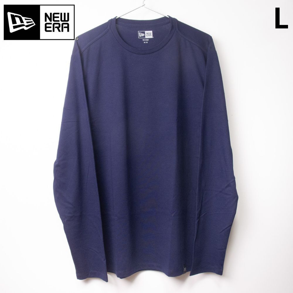 新品 NEW ERA クルーネック 長袖 無地Tシャツ ロンT ネイビー L拍卖