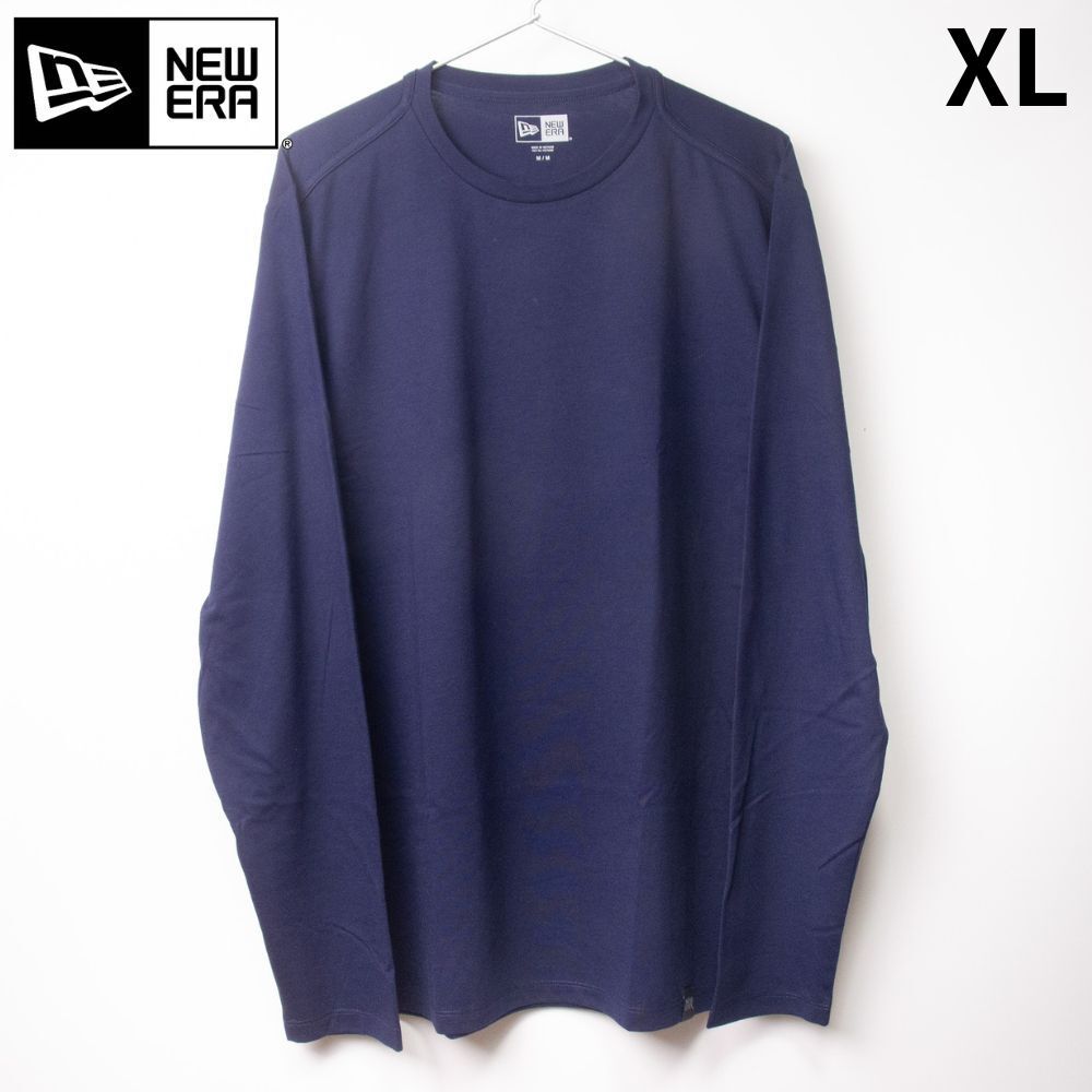 新品 NEW ERA クルーネック 長袖 無地Tシャツ ロンT ネイビー XL拍卖