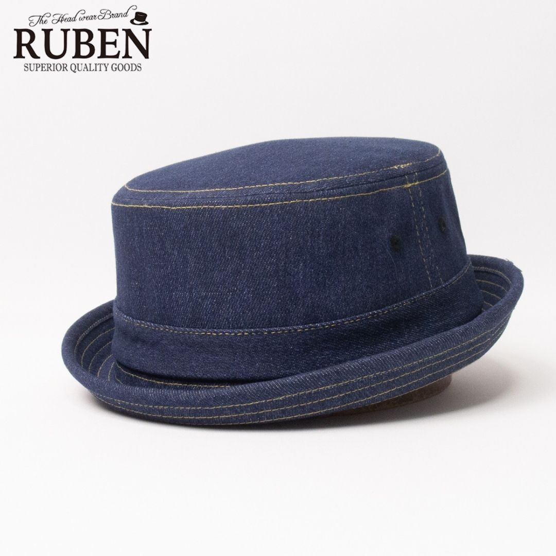 新品 RUBEN デニム ポークパイハット ネイビー拍卖
