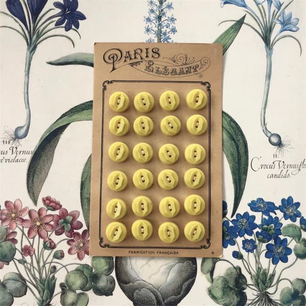 1930s France 1.4cmx12p アールデコ レモン 静止する幾何学的建造物のあるボタン フランス アンティーク ヴィンテージ 黄色 イエロー拍卖