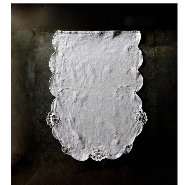 フランス 56c 手刺繍手縫 浮遊する雲とリネンカーテン アンティーク カフェカーテン 刺繍 麻 ヴィンテージ レース ハンドメイド インテリア拍卖