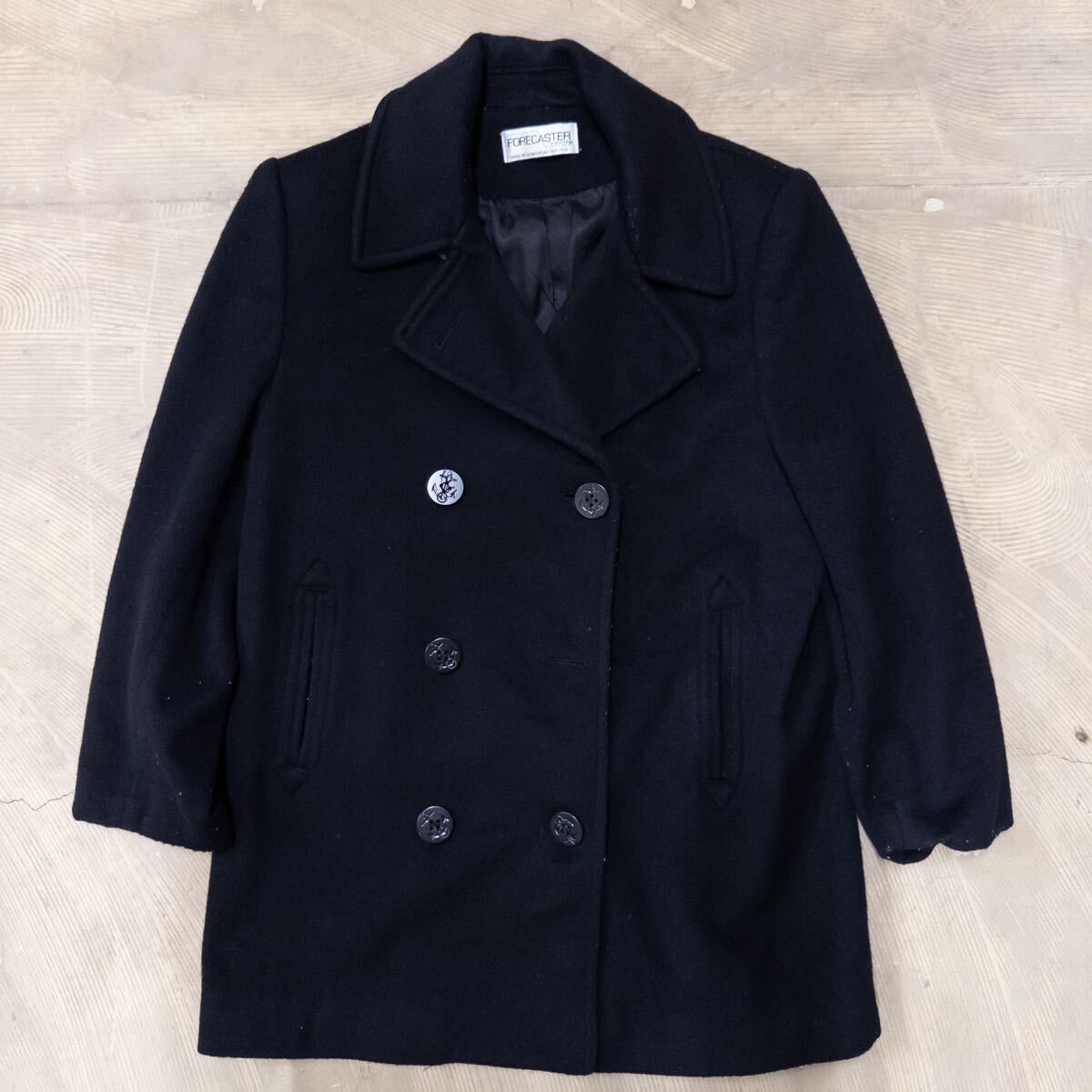 古着 FORECASTER ウール ピーコート メンズM ブラック拍卖