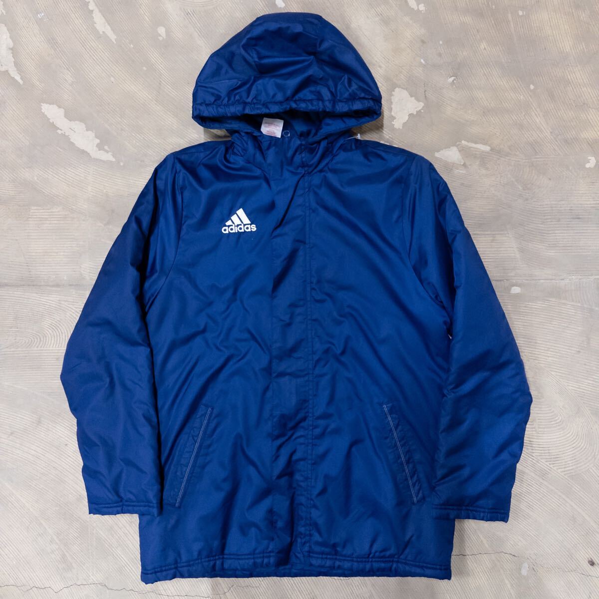 adidasアディダス ウィンドブレーカー ベンチコート メンズM ブルー サッカー拍卖