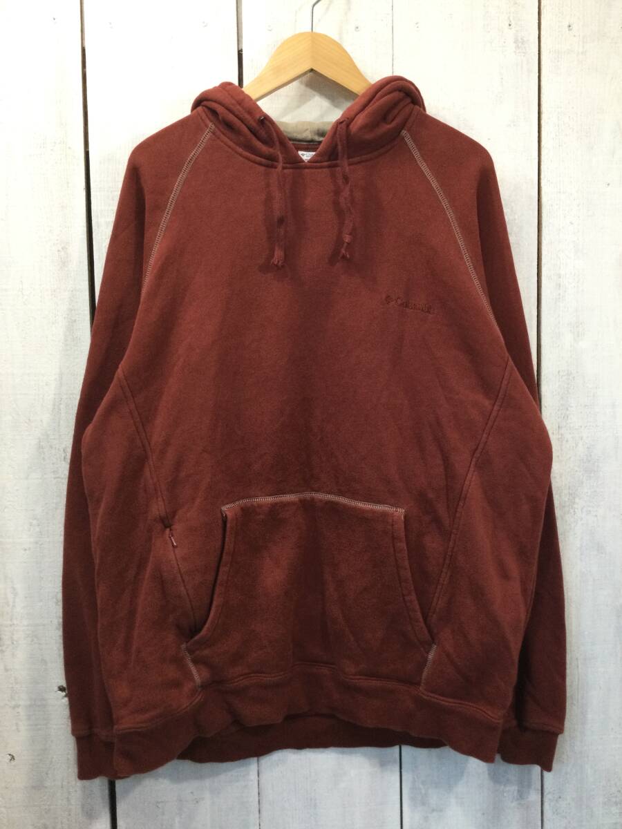 Columbia コロンビア ワンポイント ラグランスリーブ スウェットパーカー フード付きスウェット メンズL 良品綺麗拍卖