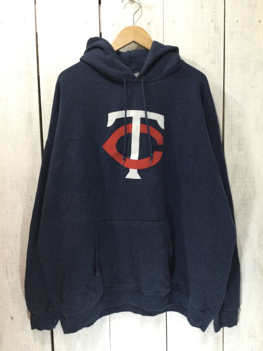MLB メジャーリーグ ツインズ チームロゴ スウェットパーカー フード付きトレーナー メンズ3XL 大きめ 状態良好拍卖