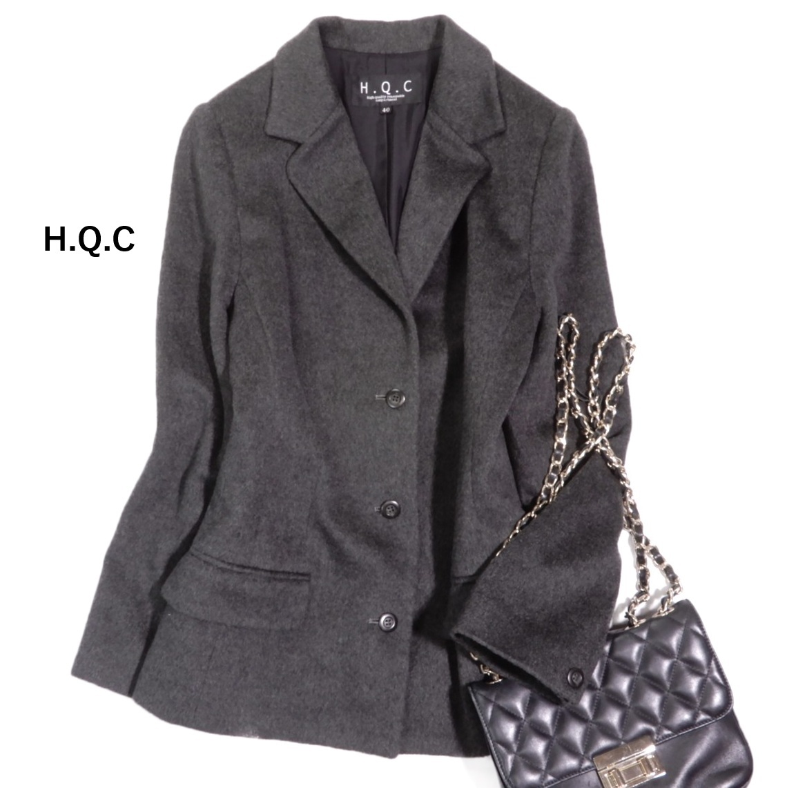 H.Q.C 三崎商事 上質☆ カシミヤ100% デザイン ジャケット 40拍卖