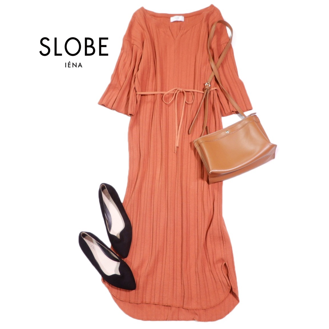 スローブイエナ SLOBE IENA 着やすい☆コットン 太リブ カット ワンピース 拍卖