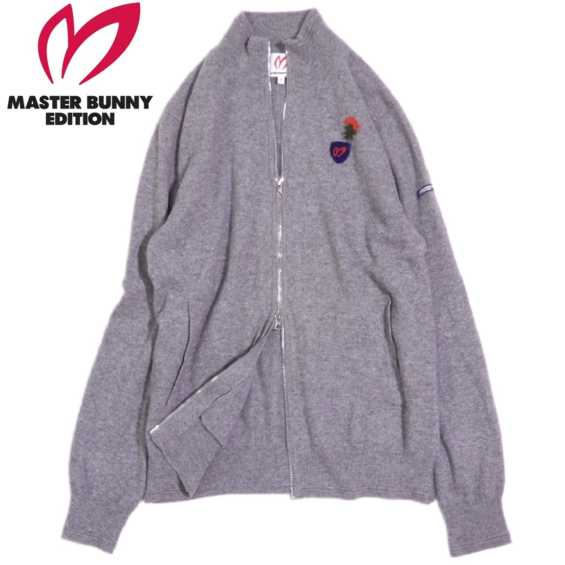 マスターバニー エディション MASTERBUNNY EDITION 上質◆カシミヤ100% ジップアップ ニット カーディガン 5 L XL拍卖
