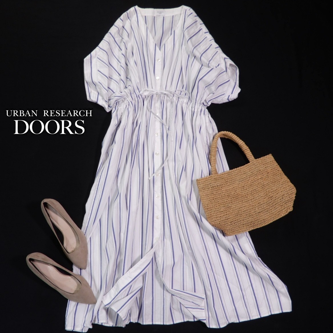 アーバンリサーチ ドアーズ URBAN RESEARCH DOORS 可愛い☆ストライプ コットン シャツ ワンピース ONE拍卖
