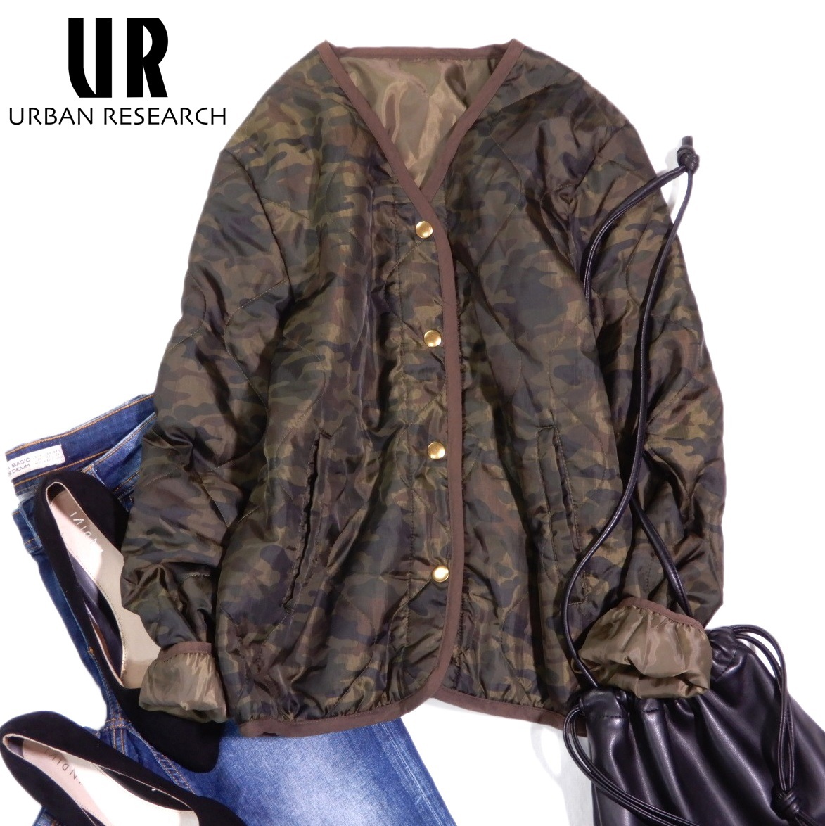 アーバンリサーチ URBAN RESEARCH 大人カジュアル☆ 軽量 迷彩 カモフラ 中綿 ブルゾン F拍卖