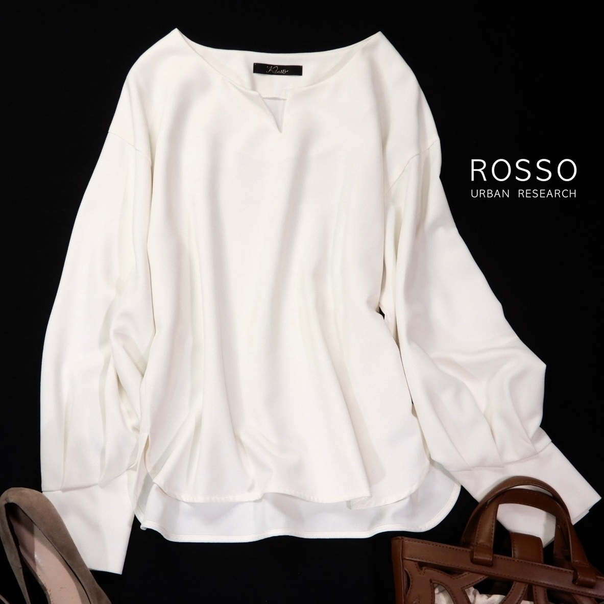 ロッソ アーバンリサーチ Rosso URBAN RESEARCH 大人素敵スタイル☆キーネック ボリュームスリーブ プルオーバー ブラウス FREE拍卖