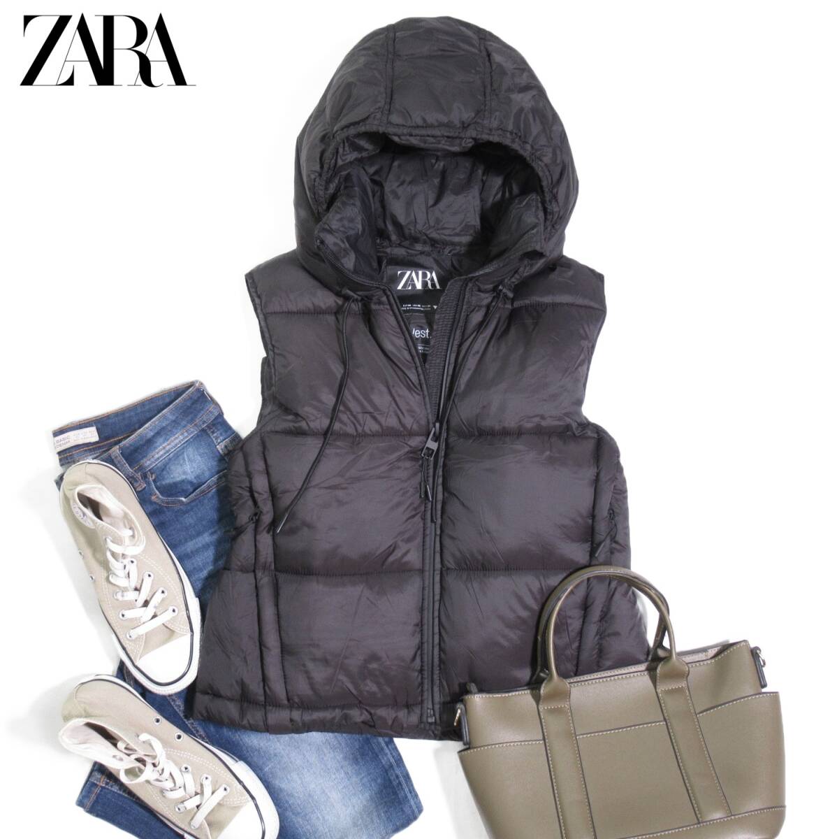 ザラ ZARA 大人カジュアル☆ 軽量 中綿 ダウン ベスト XS拍卖