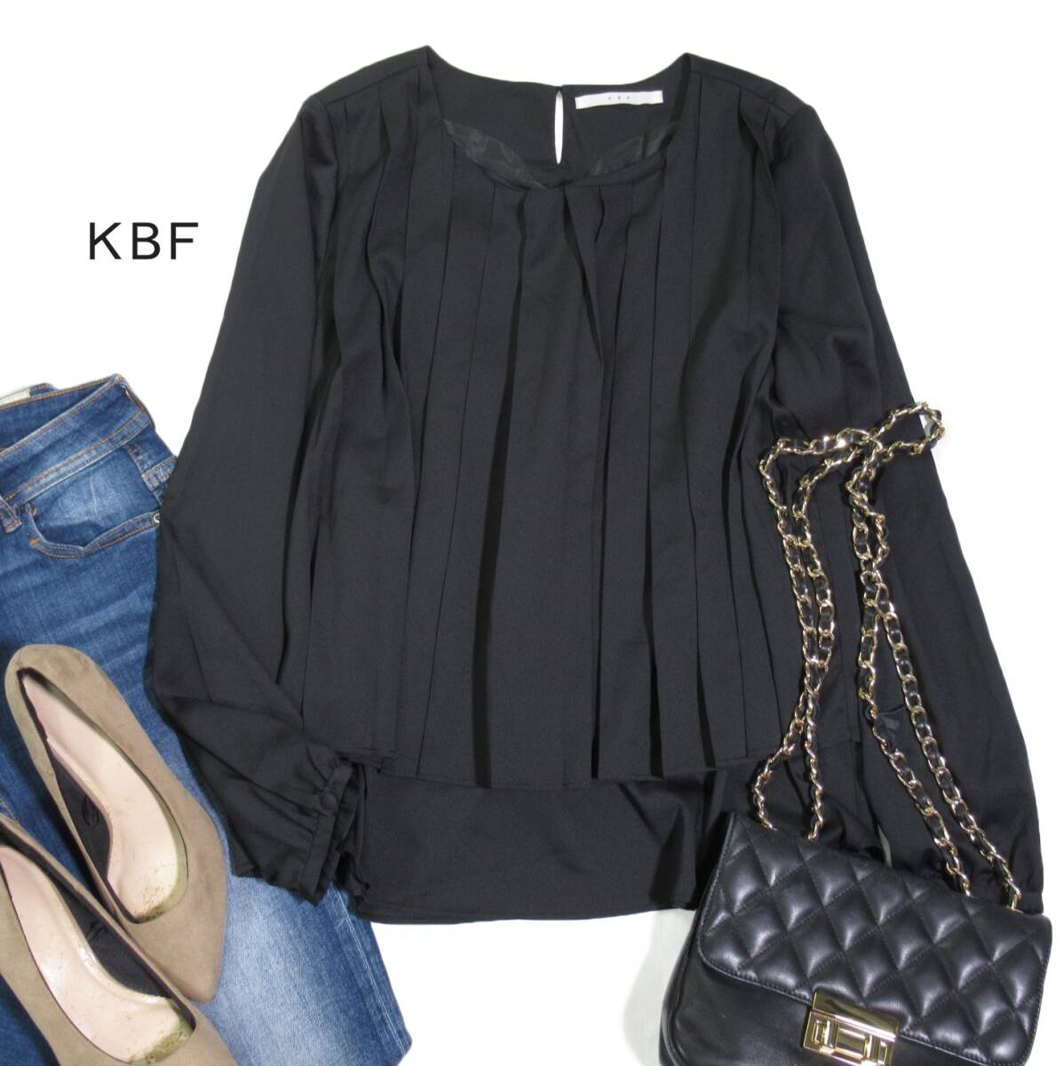 アーバンリサーチ KBF URBAN RESEARCH 大人可愛い☆ フロントタックプリーツデザイン レイヤード プルオーバー ブラウス F拍卖